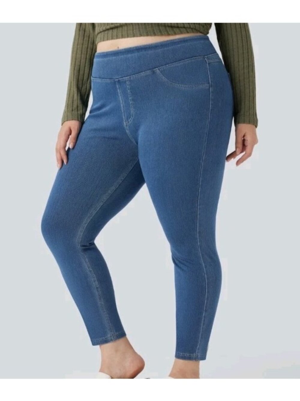 Halara Flex High Waisted Pocket Denim Casual Leggings Women's Plus Size 2X Jeans